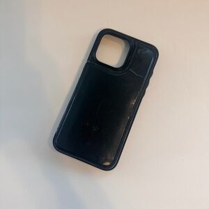 Black Leather Phone Case w/ Card & ID Holder iPhone 14 Pro Max